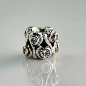 PANDORA Ocean Wave Charm 790369CZ 925‎ ALE Clear CZ Retired Silver Collectible